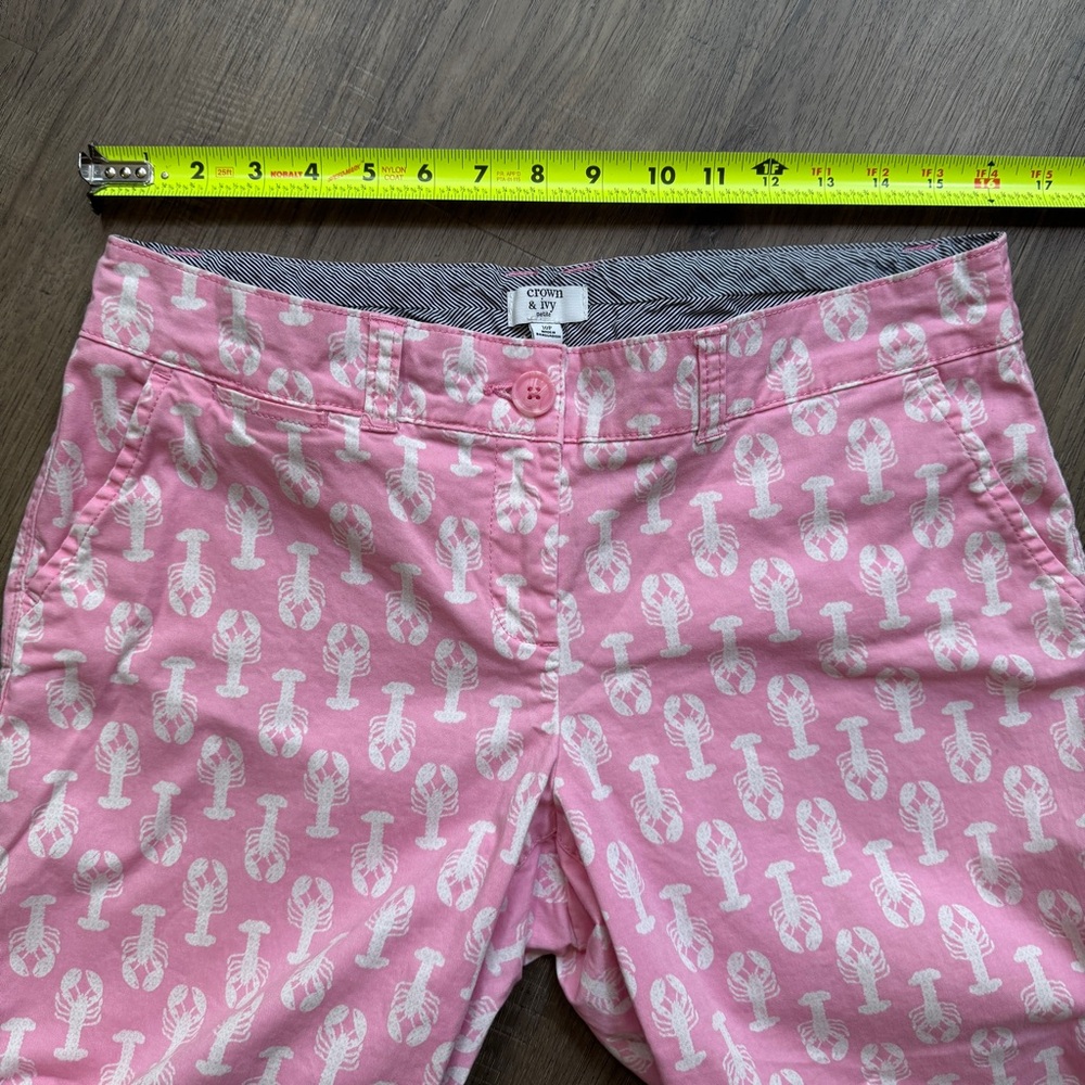 Crown & Ivy Pink Lobster Print Pants - Size 10 Petite - Picture 5 of 10